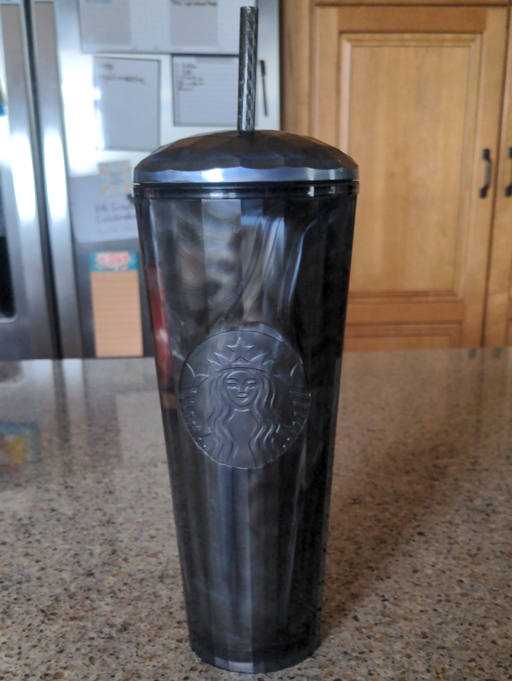 Starbucks Black Marble Travel Tumbler with Reusable Straw
